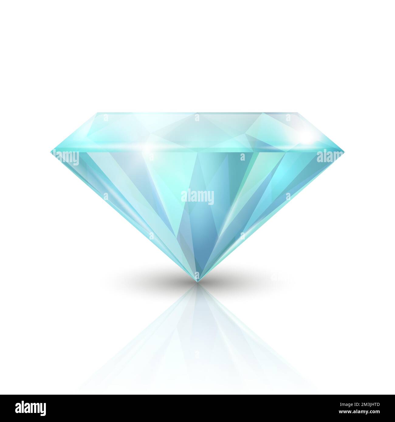 Vector 3d Realistic Blue Transparent Triangular Glowing Gemstone ...