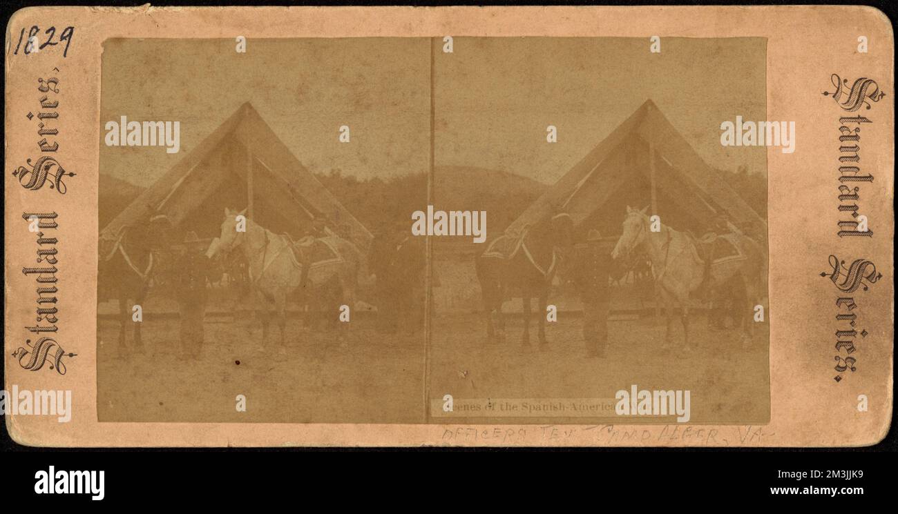 Officers tent, Camp Alger, VA , Military camps, Tents, Soldiers, Horses, SpanishAmerican War