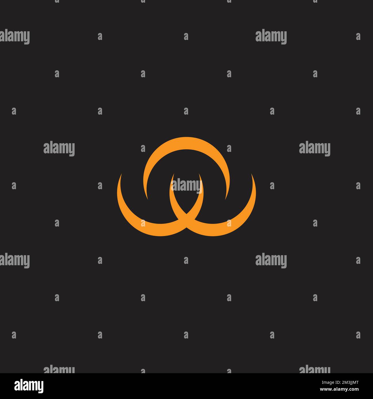 lettter w moon shape simple geometric logo vector Stock Vector