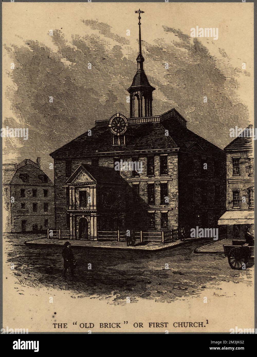 The Old Brick or First Church , Wood engravings, Illustrations ...