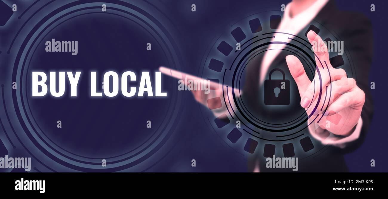 Sign displaying Buy Local. Business showcase Patronizing products that ...