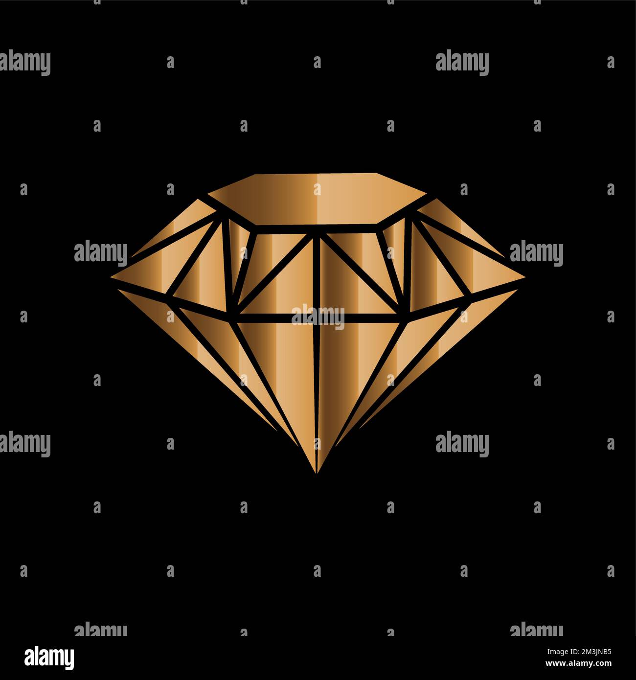 3d diamond shape gold logo, golden luxury icon isolated on black background, vector illustration Stock Vector