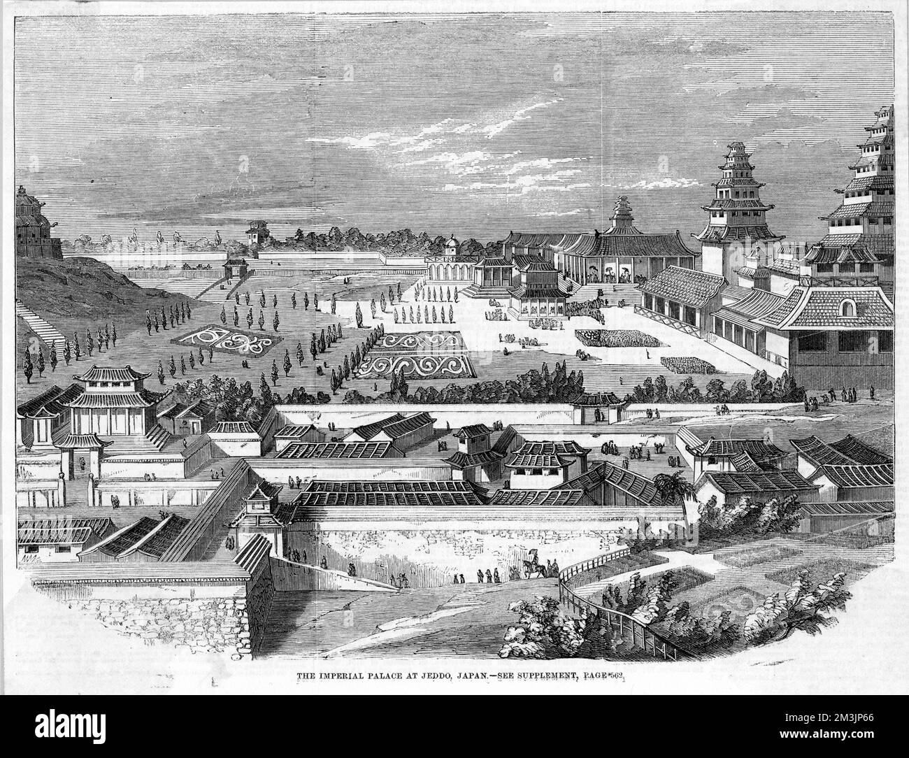 Bird'seye view showing the Imperial Palace. 1860 Stock Photo Alamy