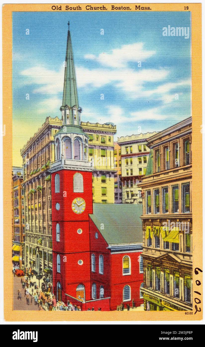 Old South Church, Boston, Mass. , Churches, Old South Meeting House Boston, Mass., Tichnor Brothers Collection, postcards of the United States Stock Photo