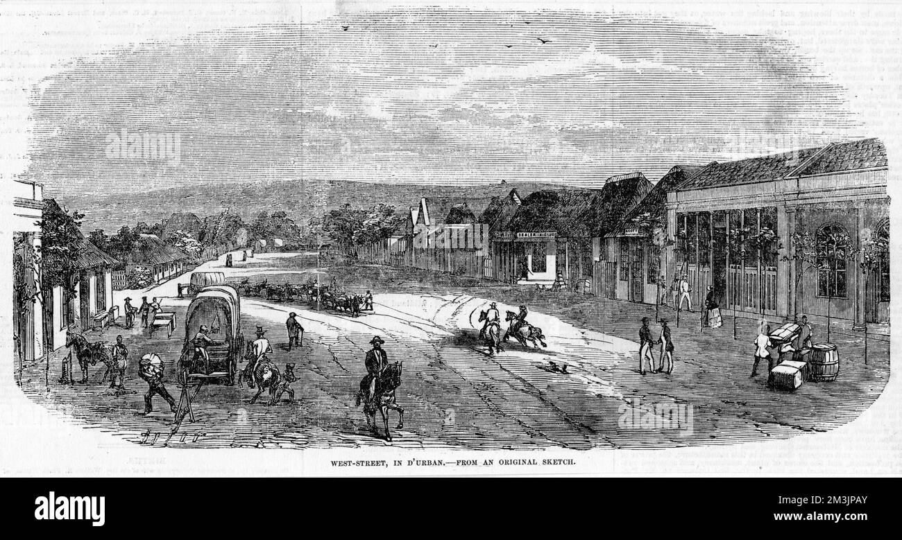 West Street : the town was  then named D'Urban.         Date: 1855 Stock Photo