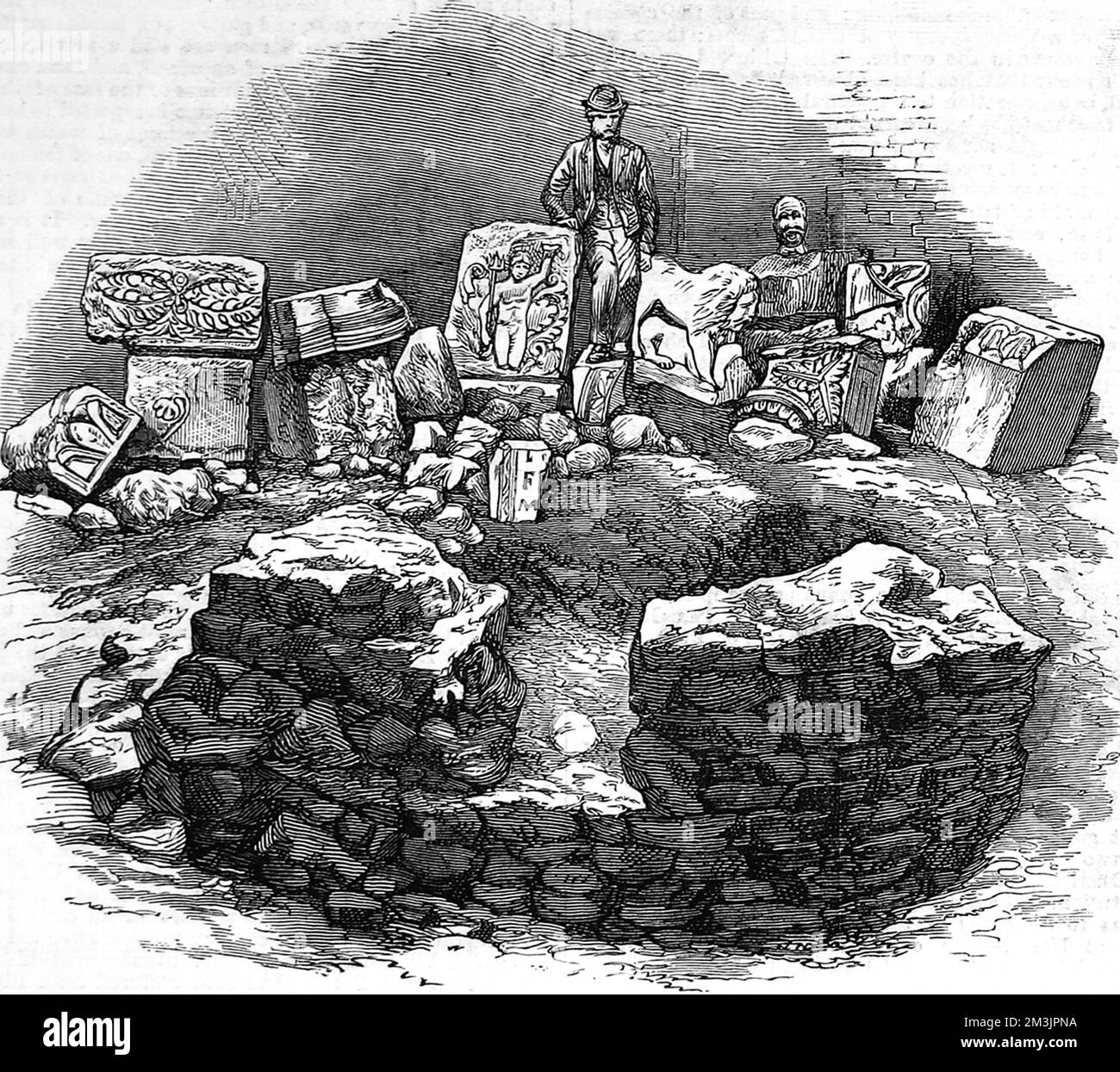 Roman remains found in the City, London 1877 Stock Photo - Alamy