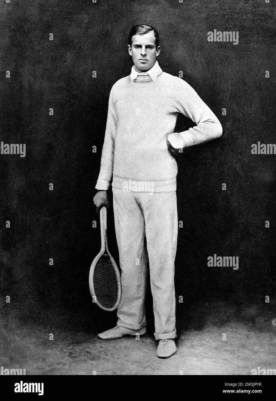 Anthony Frederick Wilding (1883 - 1915), New Zealand tennis player, Wimbledon Mens Champion in 1910, 1911, 1912 and 1913. His championship run came to an end in 1914 when he was beaten by Australian, N. E. Brookes in three straight sets.     Date: 1914 Stock Photo