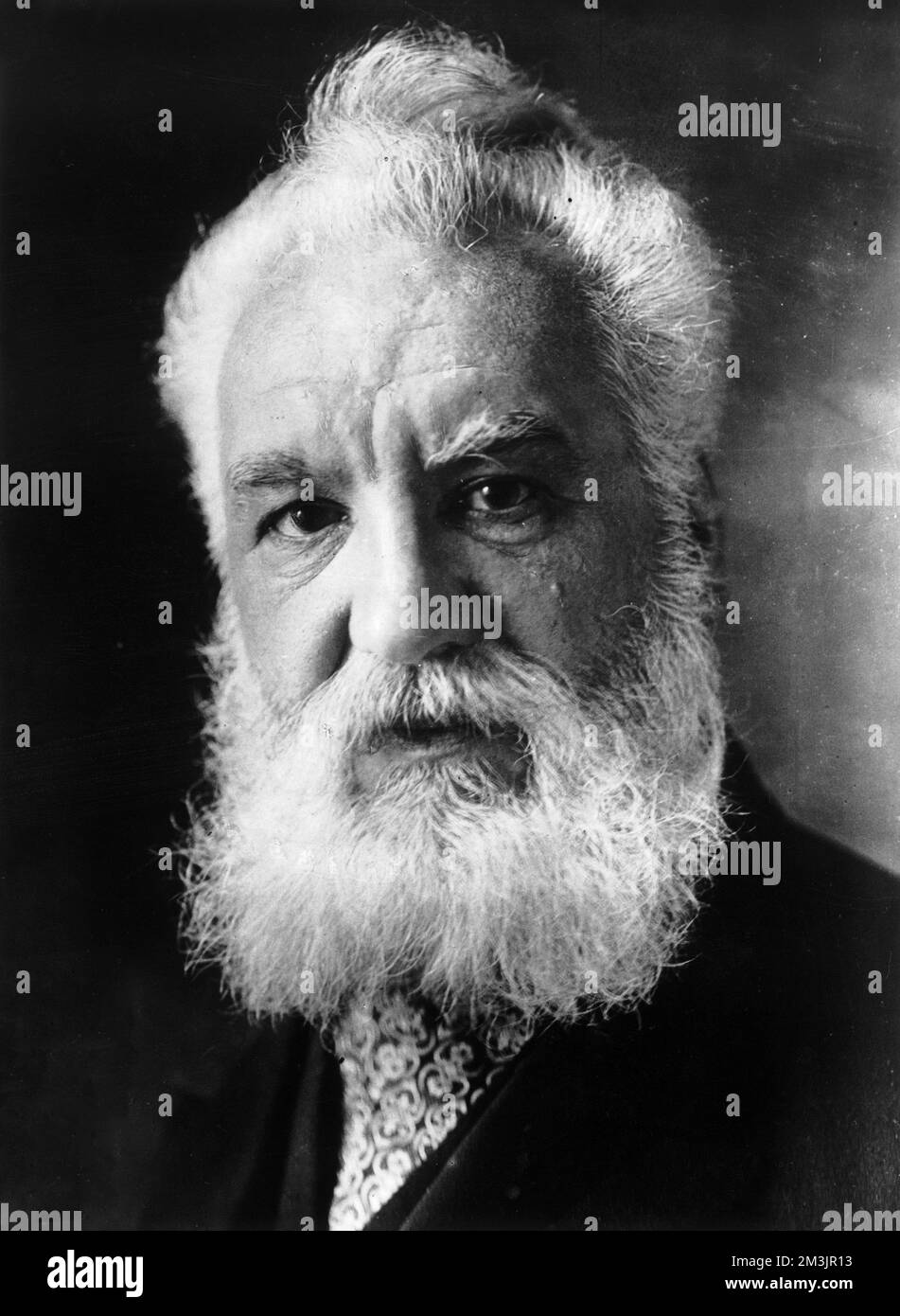 Alexander Graham Bell (1847 - 1922), US inventor and telephone pioneer. Born in Edinburgh, Bell began his career in assisting his father teach elocution. His first intelligible telephonic transmission with a message to his assistant occurred on 5th June 1875. Stock Photo