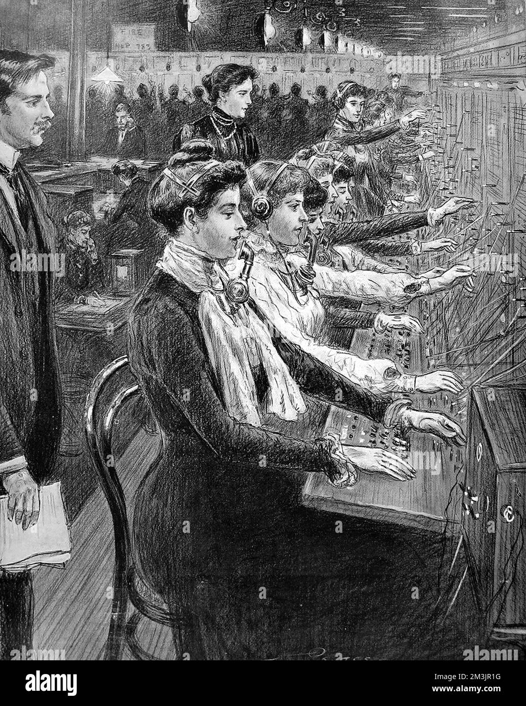 Telephone girls answering calls at the new national telephone exchange