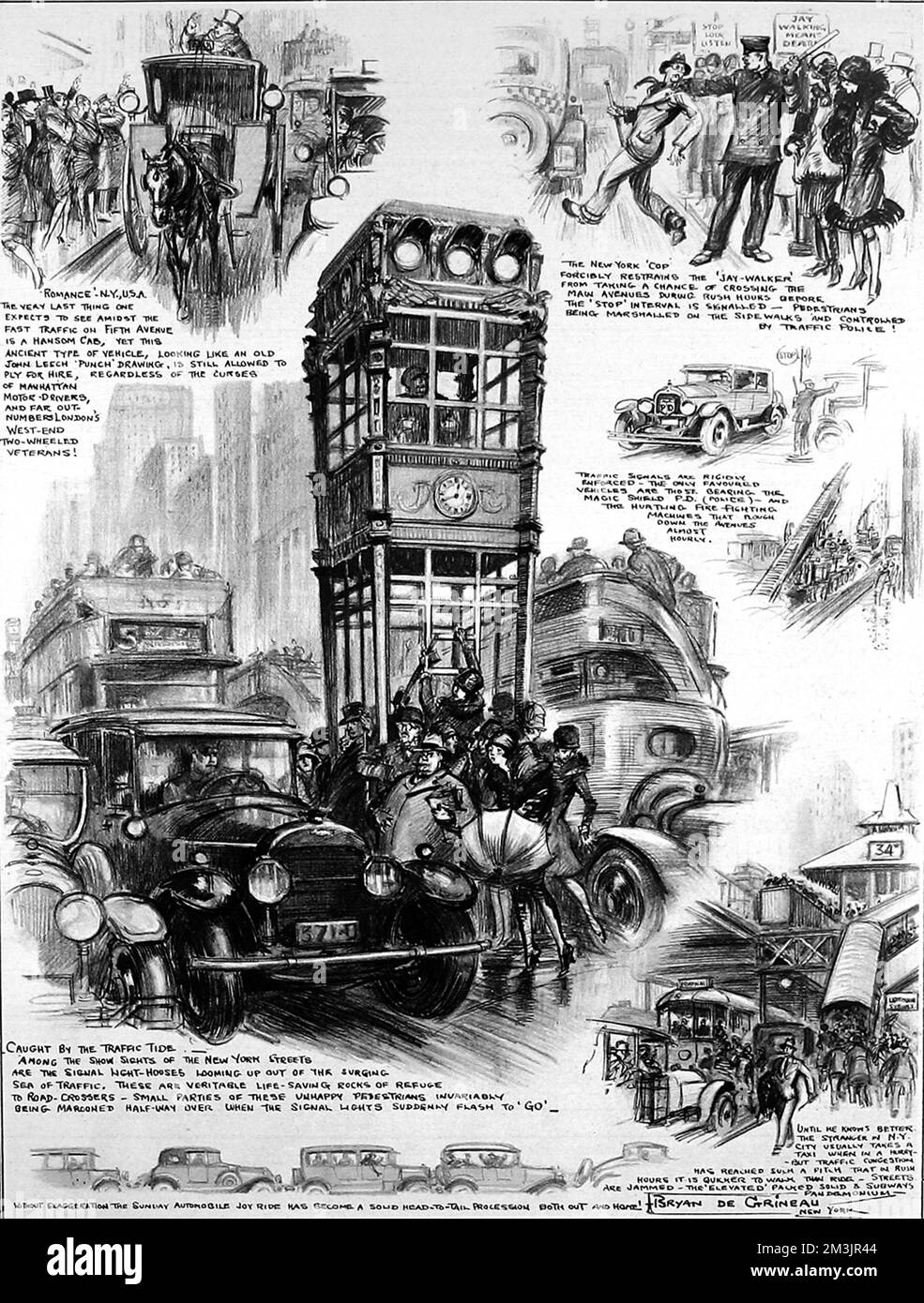 Congestion in New York city, showing carnage on the streets especially at rush hours. It is a state that it was felt London was rapidly approaching.  1926 Stock Photo