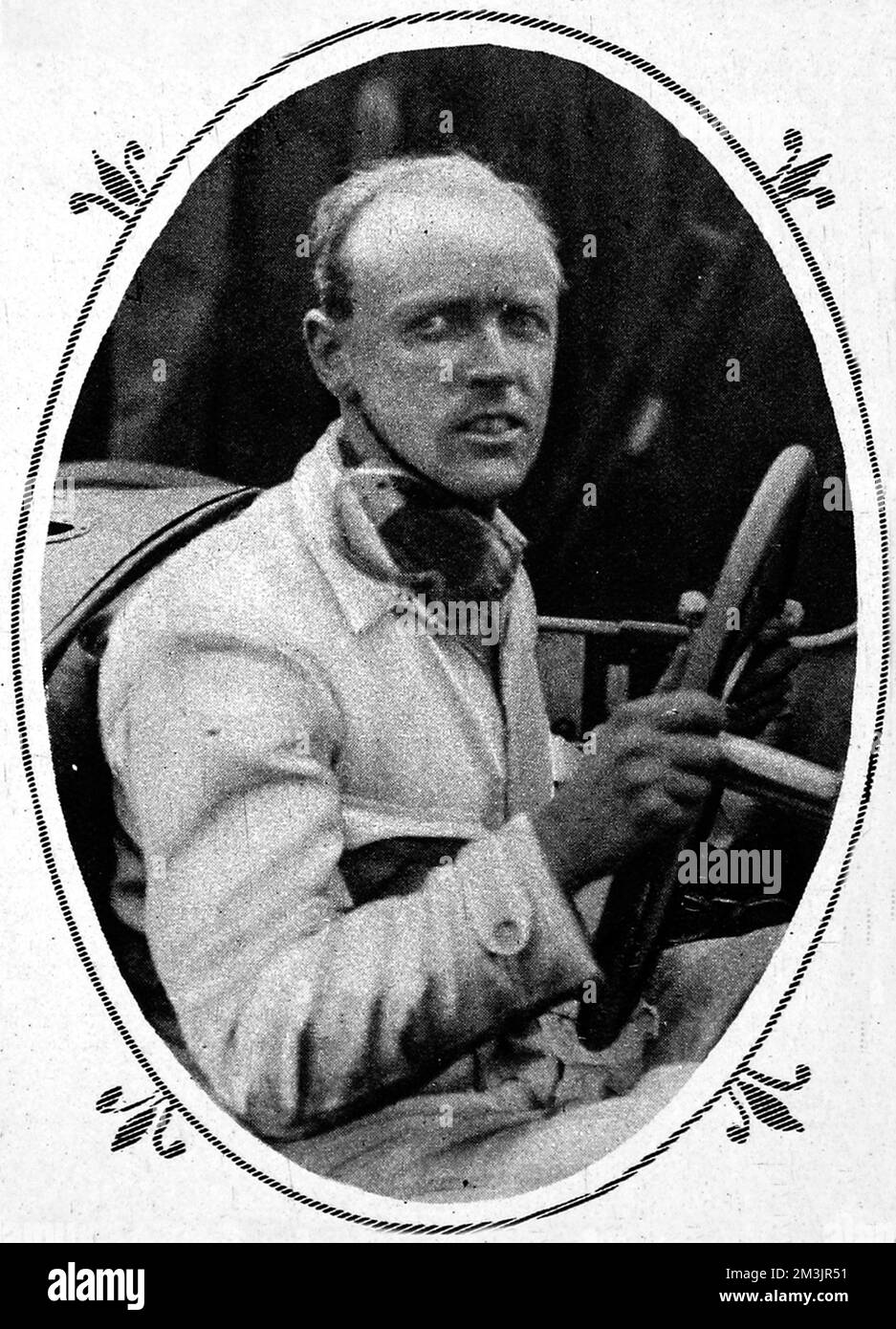 Henry Segrave (1896 - 1930) at the wheel, one-time holder of both land and water speed records. He was a national hero, and the only British man to win a Grand Prix for 32 years after his victory in France in 1923. He was killed on Windermere while attempting to break further speed records.  1926 Stock Photo