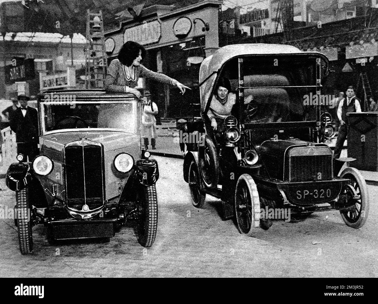 Swift car beside a modern 8h.p. 'Cadet' of the same make (both driven