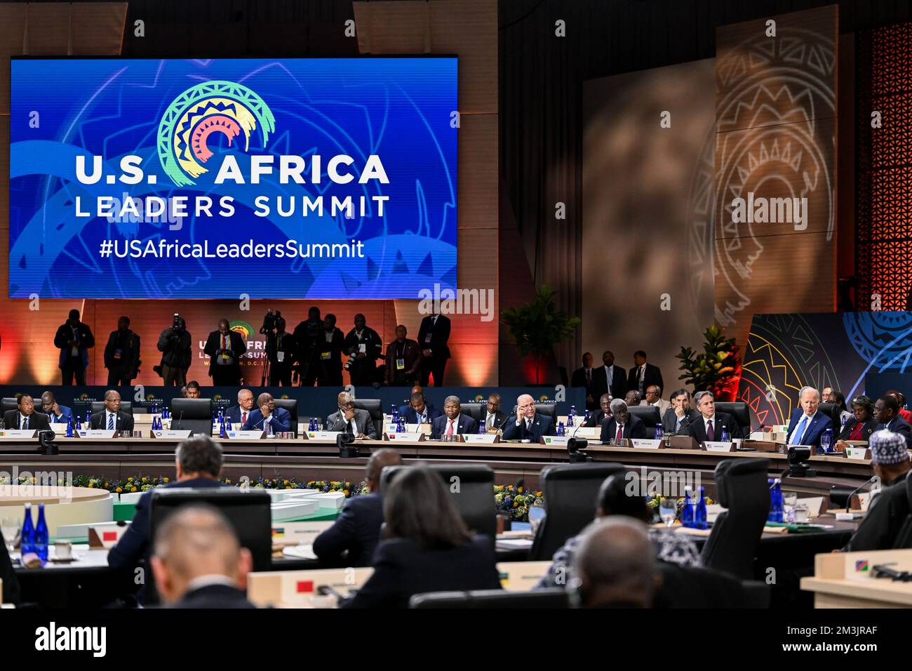 Washington, United States. 15th Dec, 2022. African leaders listen during the first Plenary leaders session of the U.S - Africa Leaders Summit at the Walter Washington Convention Center, December 15, 2022 in Washington, DC Credit: Ben Solomon/US State Department/Alamy Live News Stock Photo