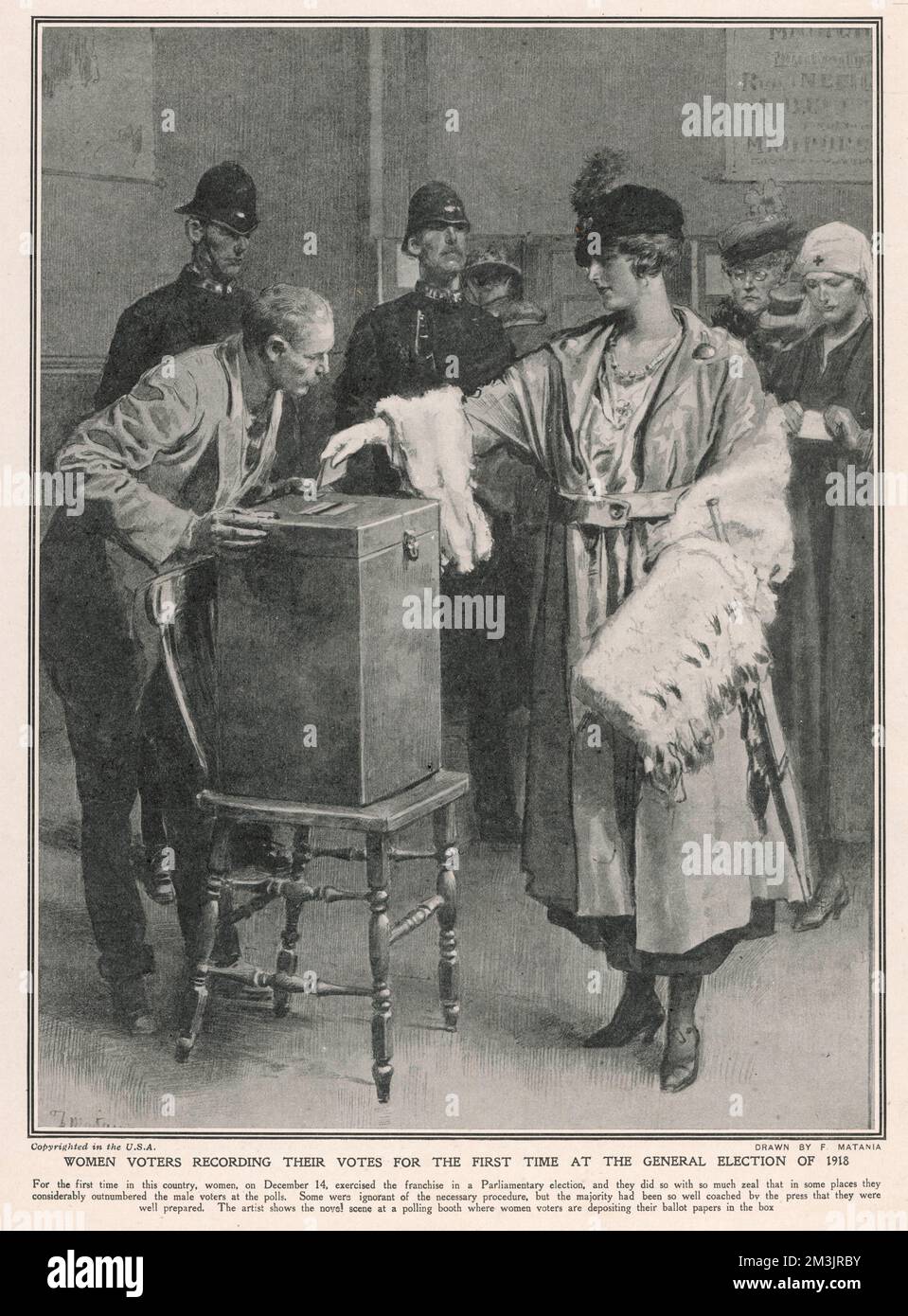 Women voting for the first time at the 1918 general election following