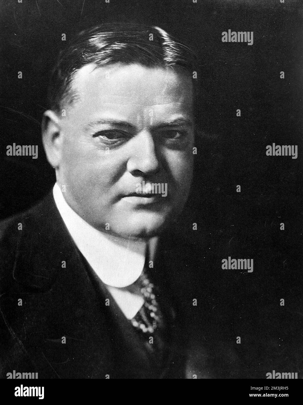 The successful candidate in the Presidential Election in America; Herbert Hoover the Republican Party's candidate for the Presidency. Born in 1874 he was involved in the relief activities in World War I. In 1928 he defeated Al Smith, the Democratic candidate and became President. Due to his demise in popularity he was defeated in his re-election bid in 1932 by Franklin D. Roosevelt.     Date: 1928 Stock Photo