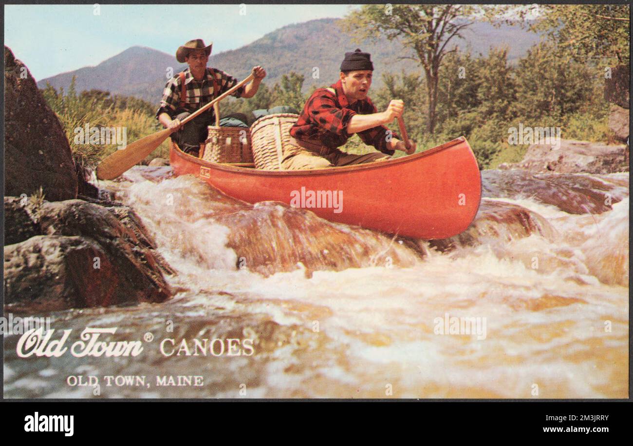 Old Town canoes, Old Town, Maine , Canoes, Rapids, Tichnor Brothers