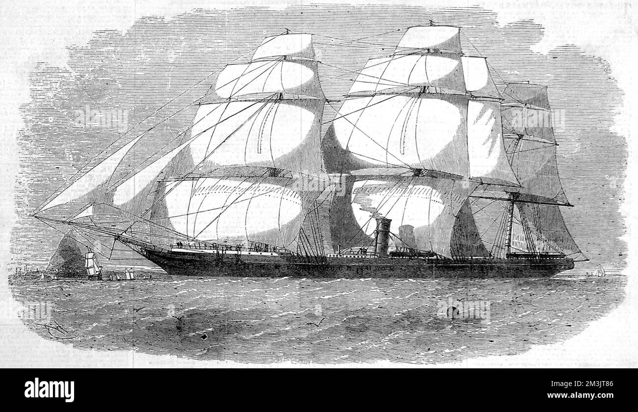 January Ship P&O Steam-ship 'Pera', January 1856 Stock Photo - Alamy
