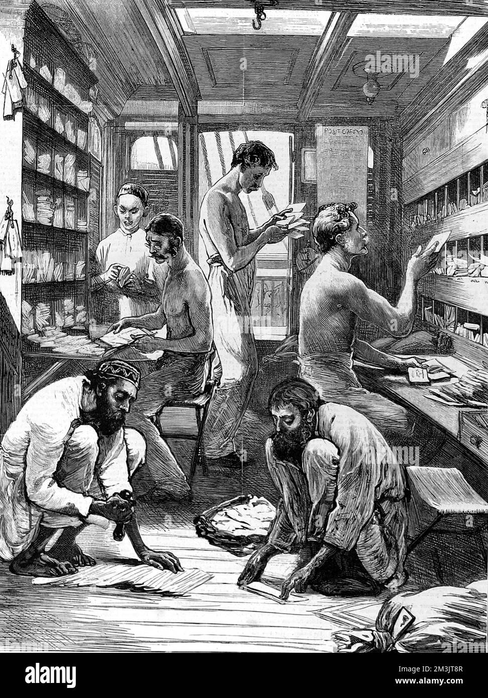 Post Office on board the P&O steamer 'Pekin', on its passage to India