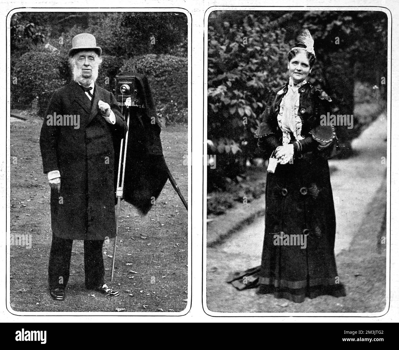 Sir Benjamin and Lady Stone. Benjamin Stone was a Conservative MP for East Birmingham between 1895-1909. He was known for his keen interest in photography and was appointed offical photographer in Westminster Abbey for King George's Coronation. During his years in parliament he became the 'unoffical' House of Commons photographer, producing over his lifetime, 30,000 photographic plates.     Date: 1914 Stock Photo