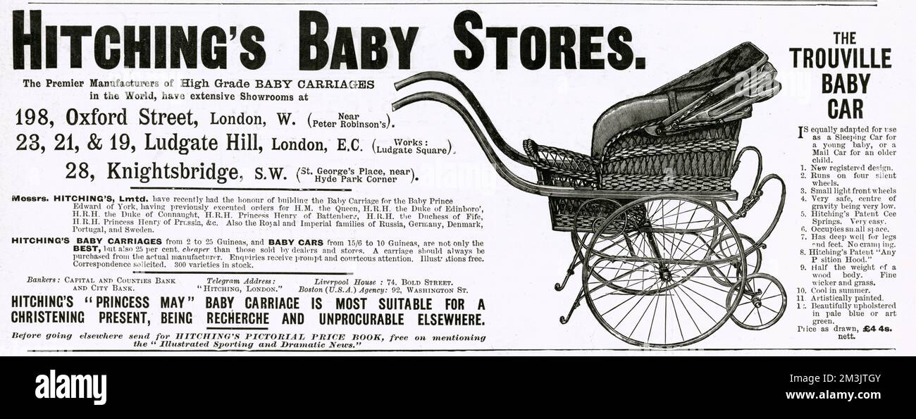 Infants carriage.   1897 Stock Photo