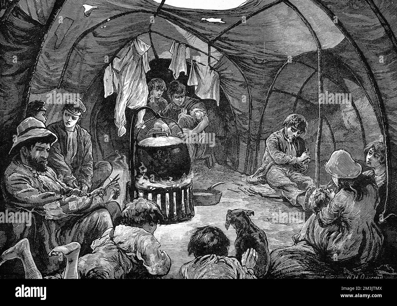 Sketches of Gypsy life inside a tent on Mitcham Common Stock Photo Alamy