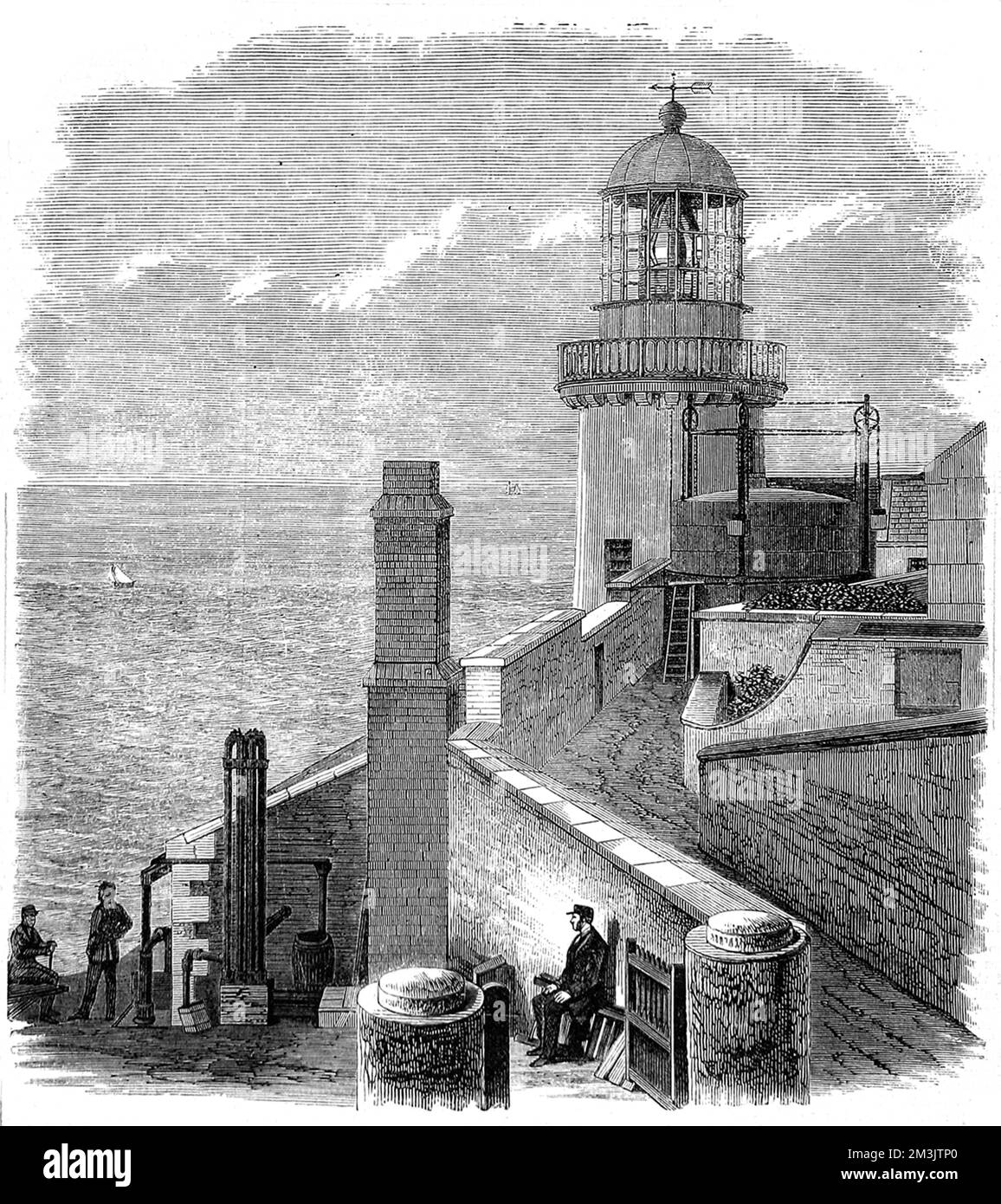 The Wicklow Head Lighthouse, 1869 Stock Photo