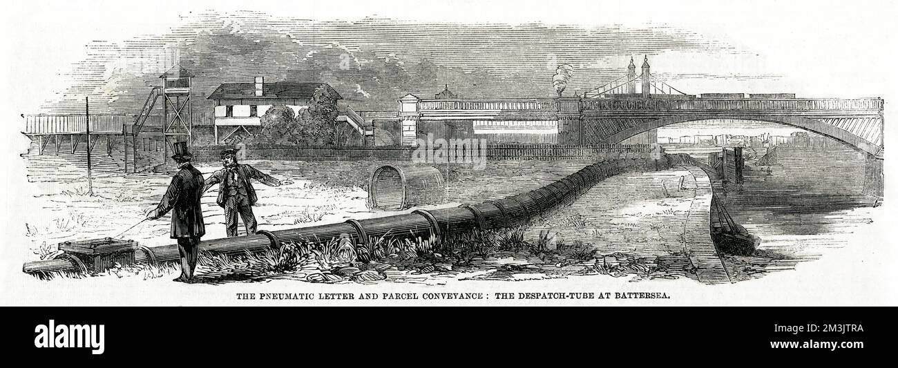 Pneumatic Letter and Parcel Conveyance Tube, Battersea 1861 Stock Photo