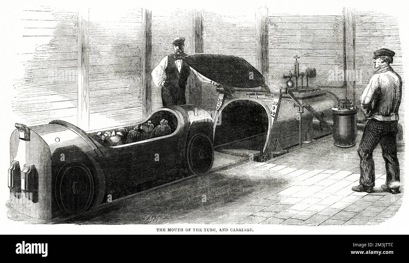 Mouth and Carriage of the Pneumatic Letter and Parcel 1861 Stock Photo