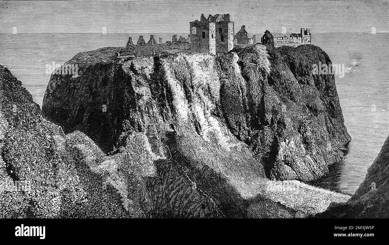 Dunnottar Castle, Kincardine, Scotland, August 1884.  1884 Stock Photo