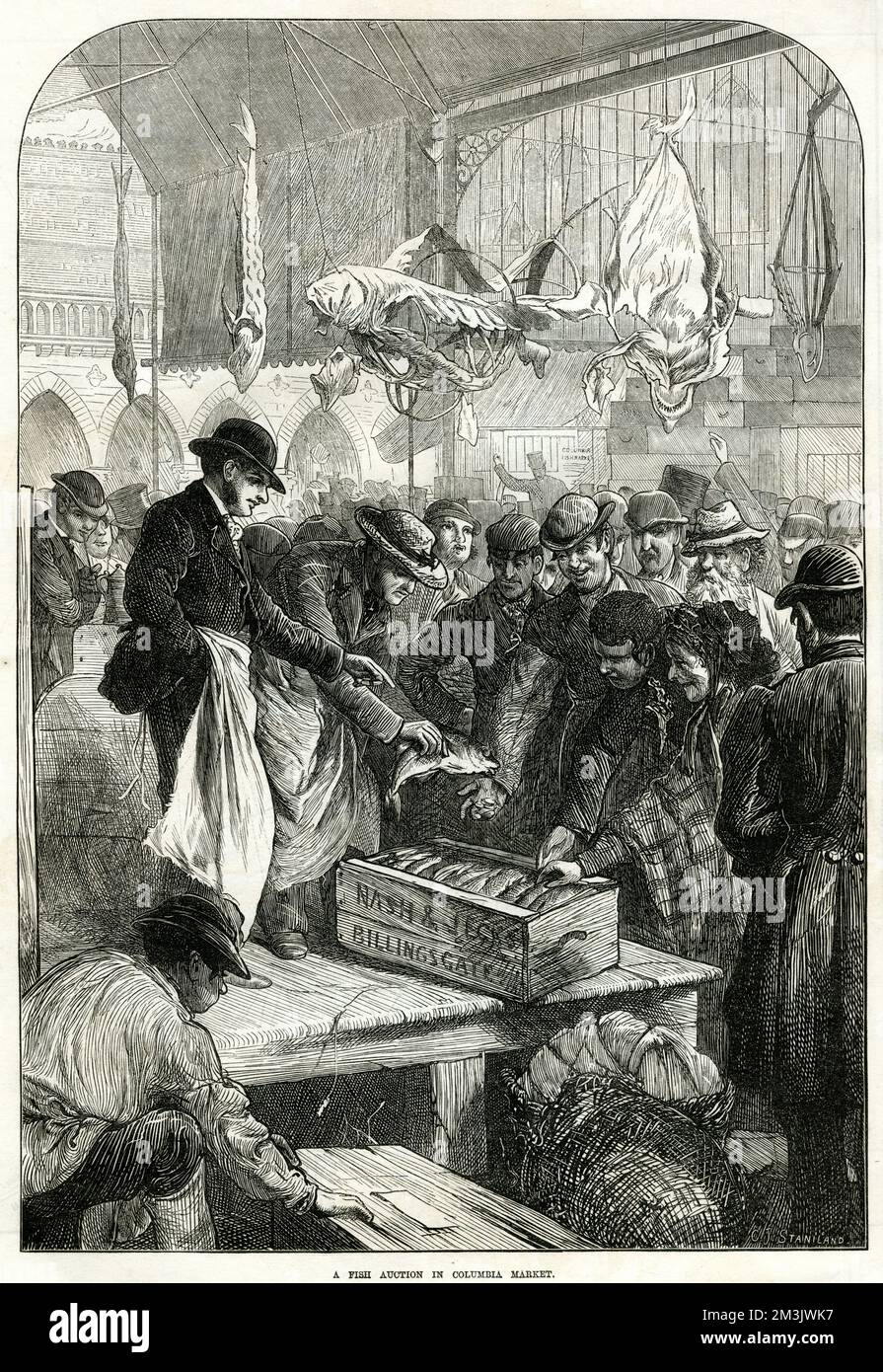 A Fish Auction in Columbia Market 1871 Stock Photo - Alamy