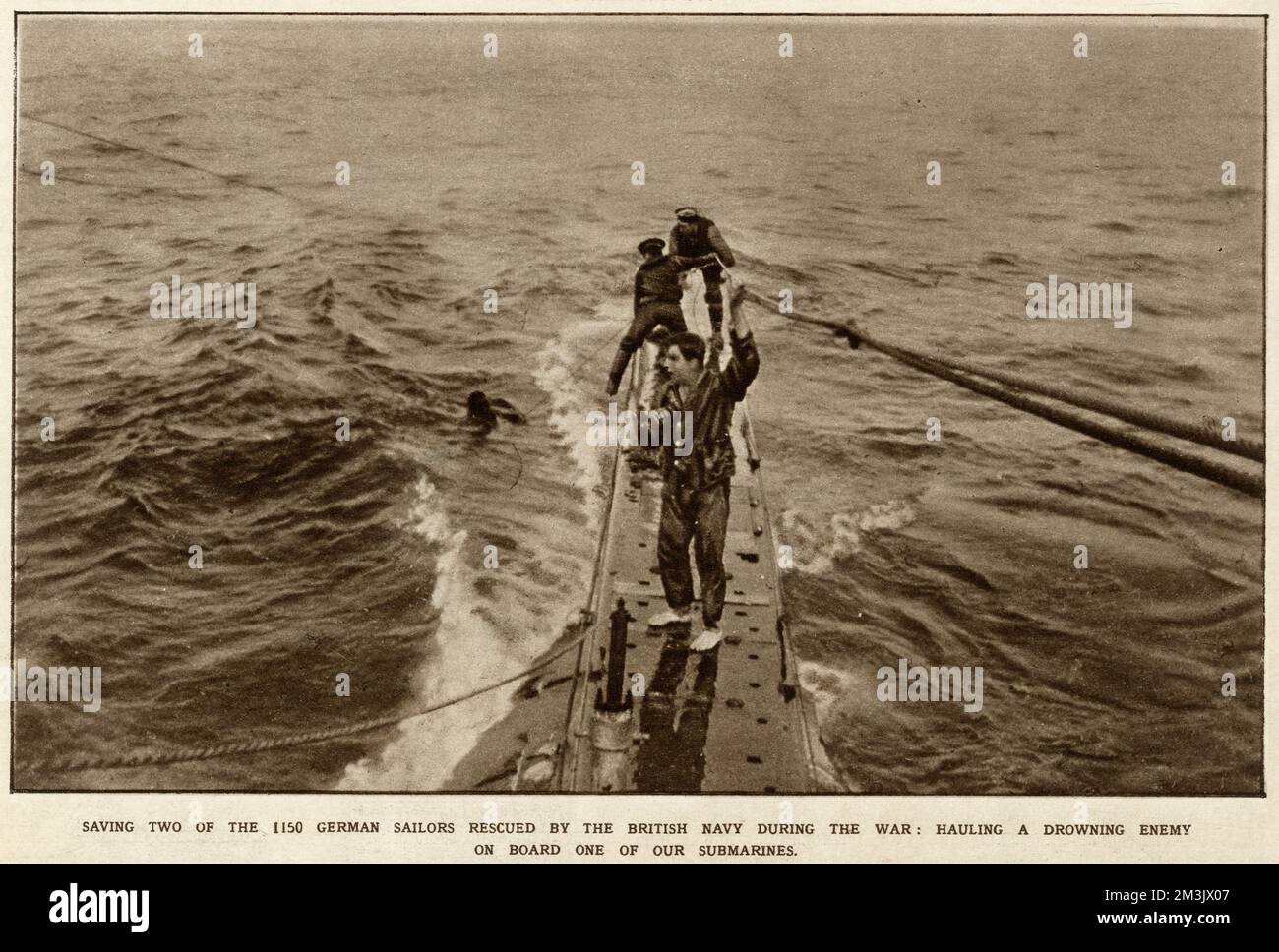 Crew of a British C Class submarine 1916 Stock Photo