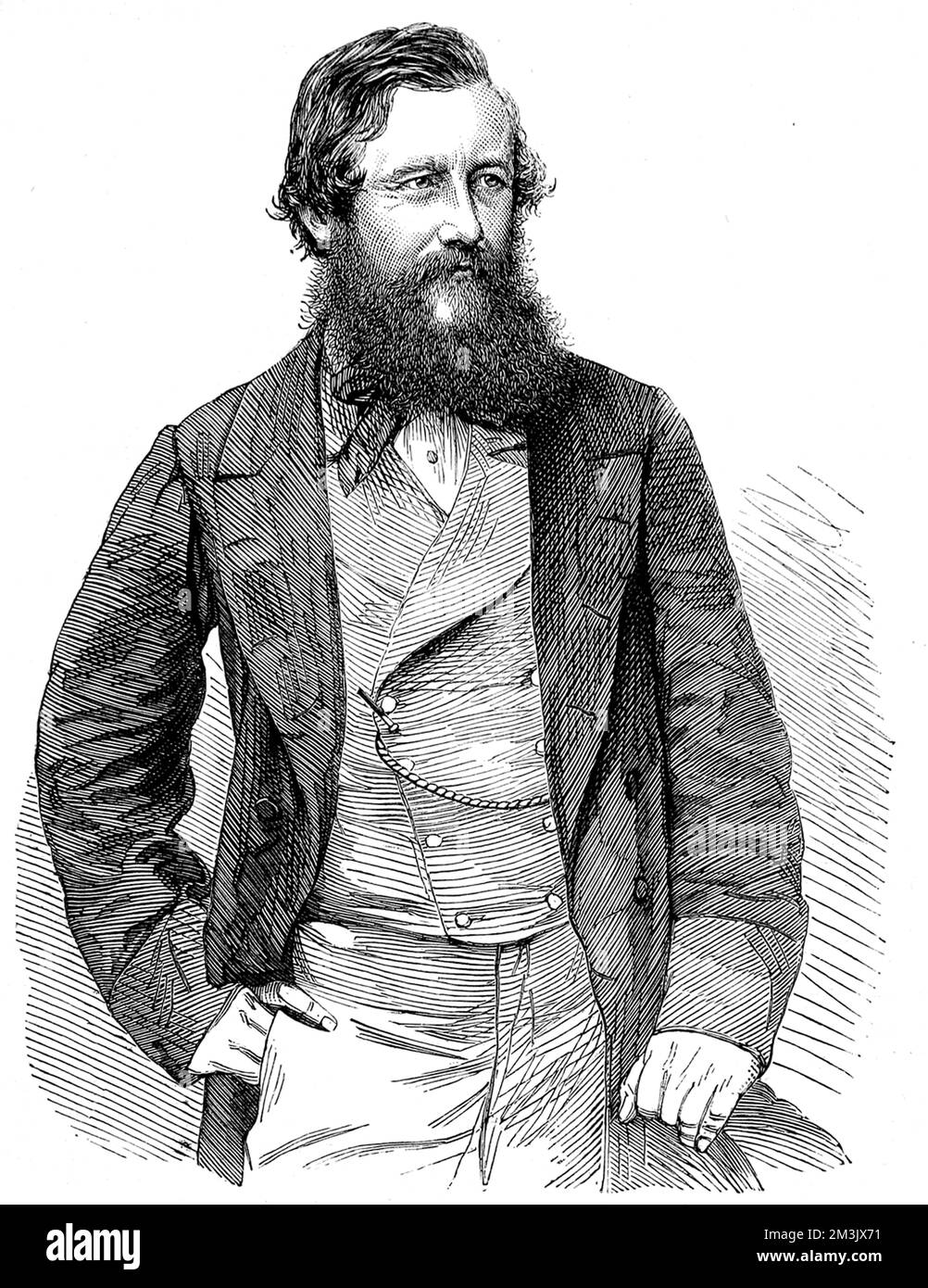 Captain John Hanning Speke (1827 - 1864), English explorer, pictured in 1863.  Between 1860 and 1863 Speke and James Augustus Grant led an expedition to find the source of the Nile; finally proving, once and for all, that the Victoria Nyanza was the source of the river.     Date: 1863 Stock Photo