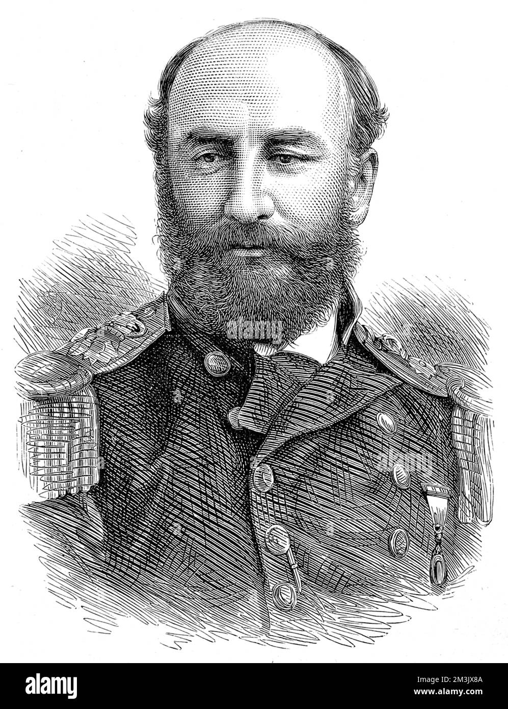 Sir George Strong Nares (1831 - 1915), Scottish naval commander and explorer, engraving in 1875 when he was a Royal Navy Captain in charge of the 1875-1876 British Arctic Expedition. Stock Photo