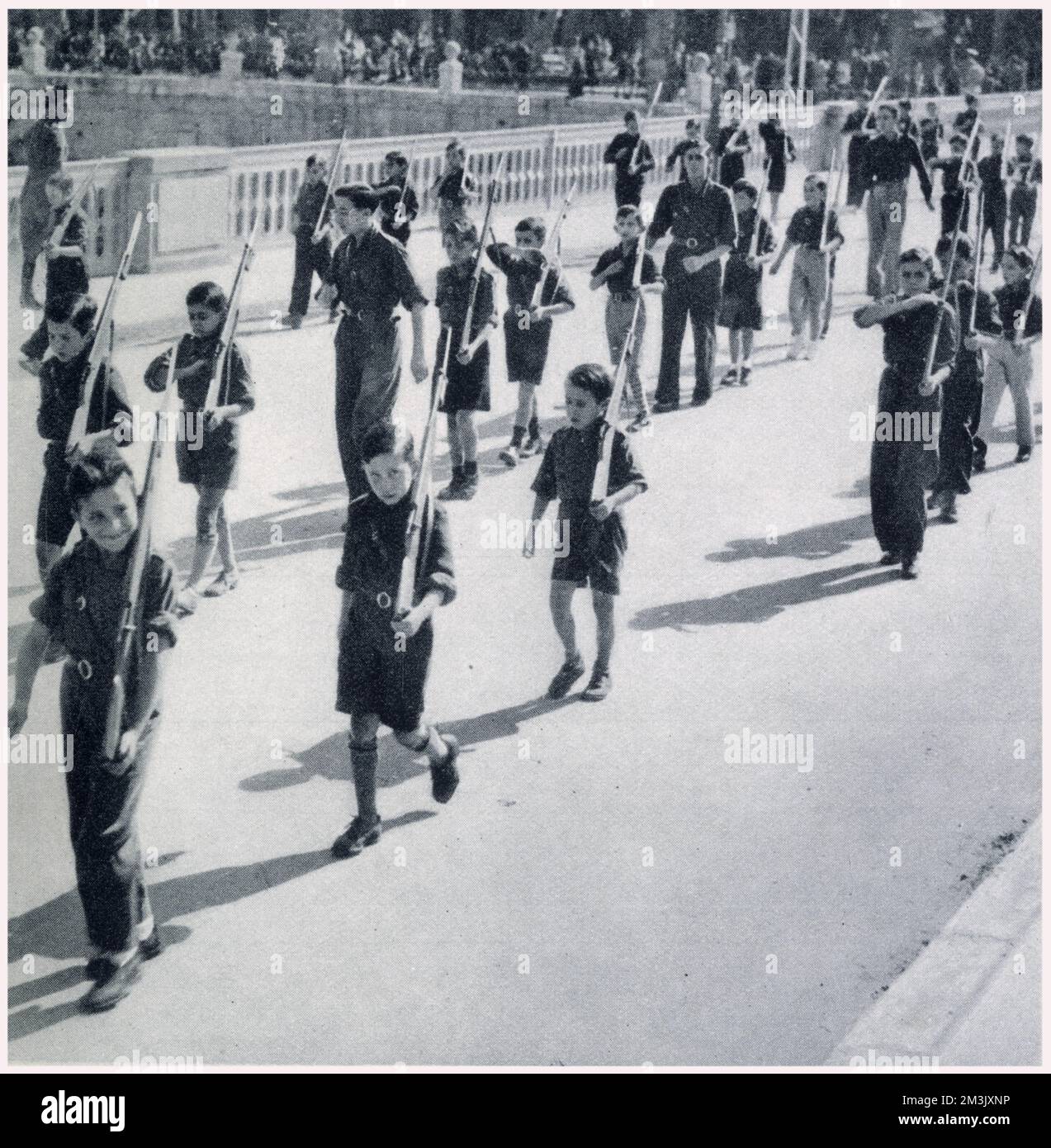 Spanish Nationalist Children marching through Burgos 1936 Stock Photo