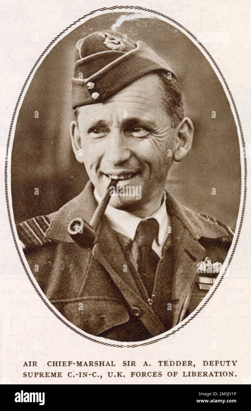 Air Chief-Marshal Sir Arthur William Tedder, the Scottish commander of the Royal Air Force. Sir Arthur later became 1st Baron Tedder of Glenguin. Stock Photo