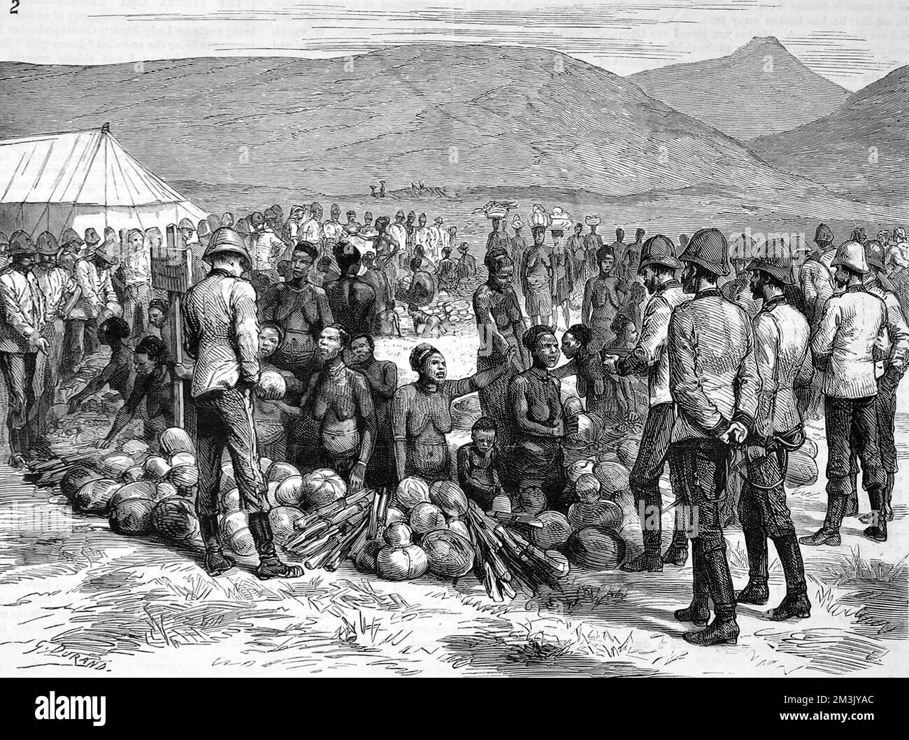 The Zulu War. The camp bazaar. Stock Photo