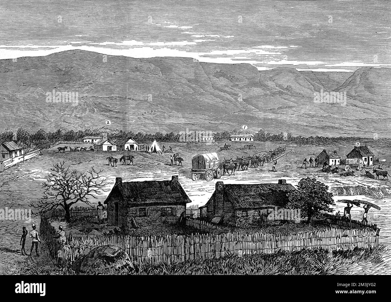From a sketch by Captain H B Laurence, 4th regiment. Army camp showing the French Prince Imperial's quarters, after he had been killed during a reconnaissance mission during the Zulu war.     Date: 1879 Stock Photo