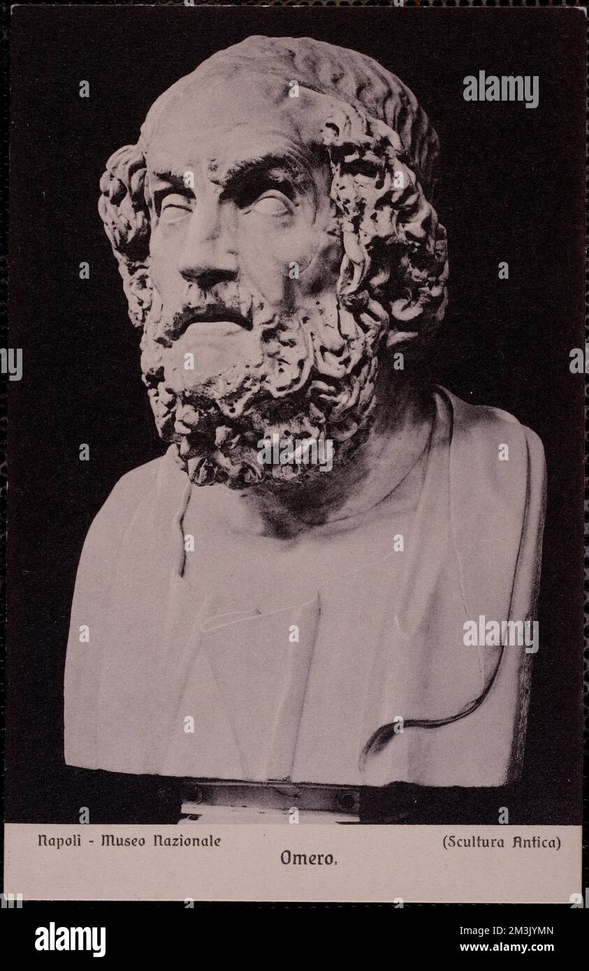 Omero, Napoli - Museo Nazionale (scultura antica) , Sculpture, Antiquities, Poets, Homer. Nicholas Catsimpoolas Collection Stock Photo