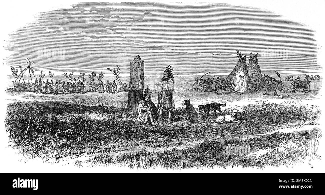 Cree Indians living near Lake Winnipeg, were involved in this border dispute between the British in Canada and the Americans.     Date: 1800 Stock Photo