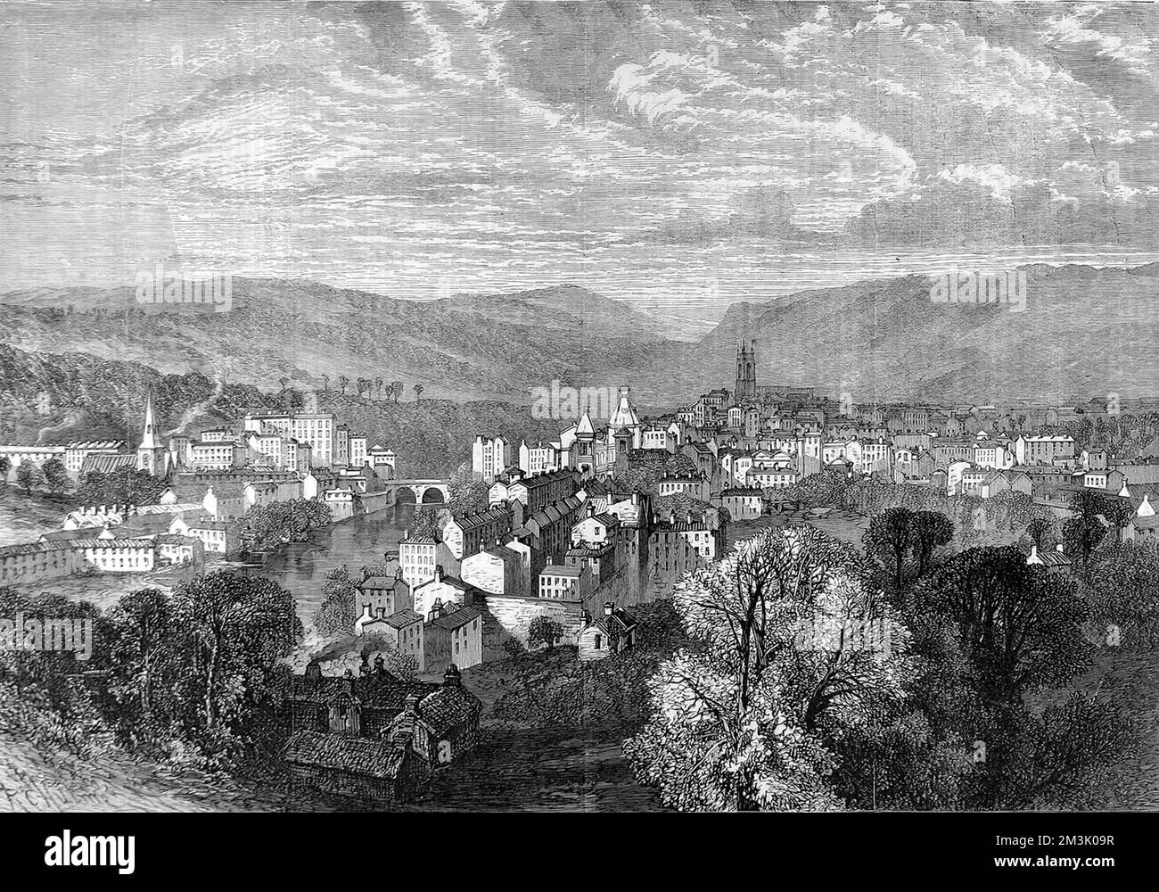 Devon town, Tiverton.  1865 Stock Photo