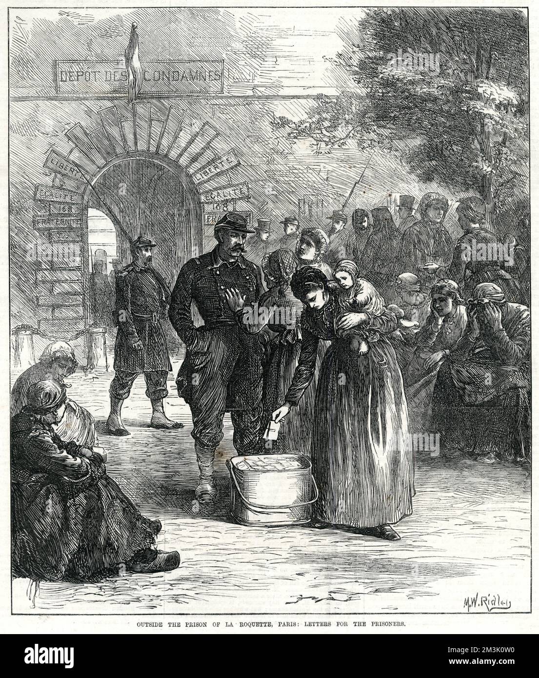 Communard Families outside La Roquette prison, Paris 1871 Stock Photo