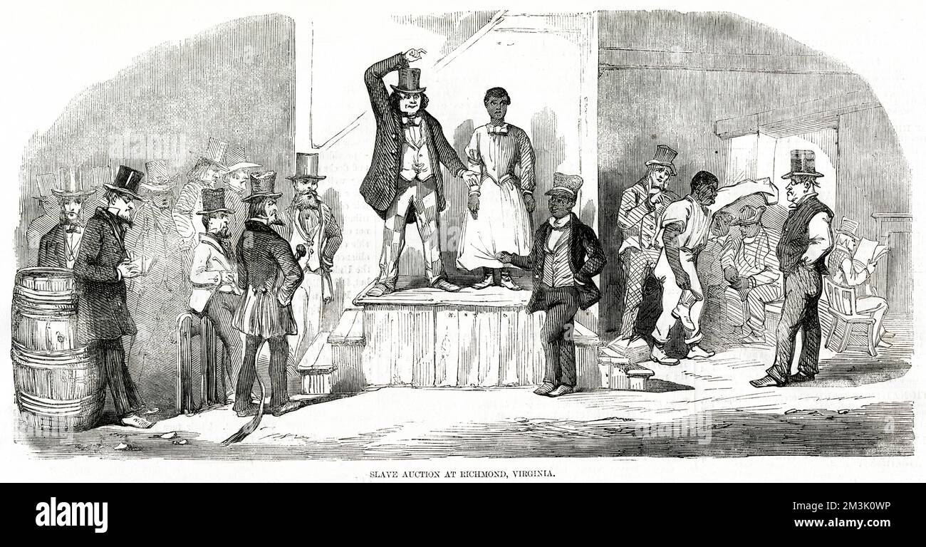 Slave auction in Richmond, Virginia 1856 Stock Photo