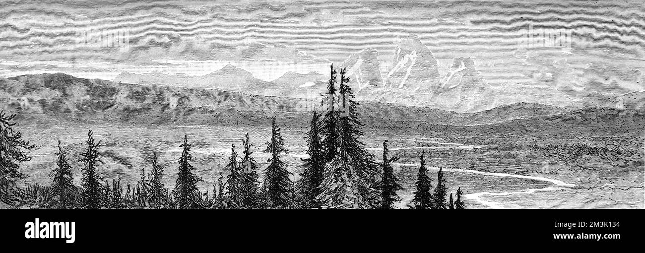 The Teton Mountains (also called the Grand Tetons), Wyoming, USA, 1883