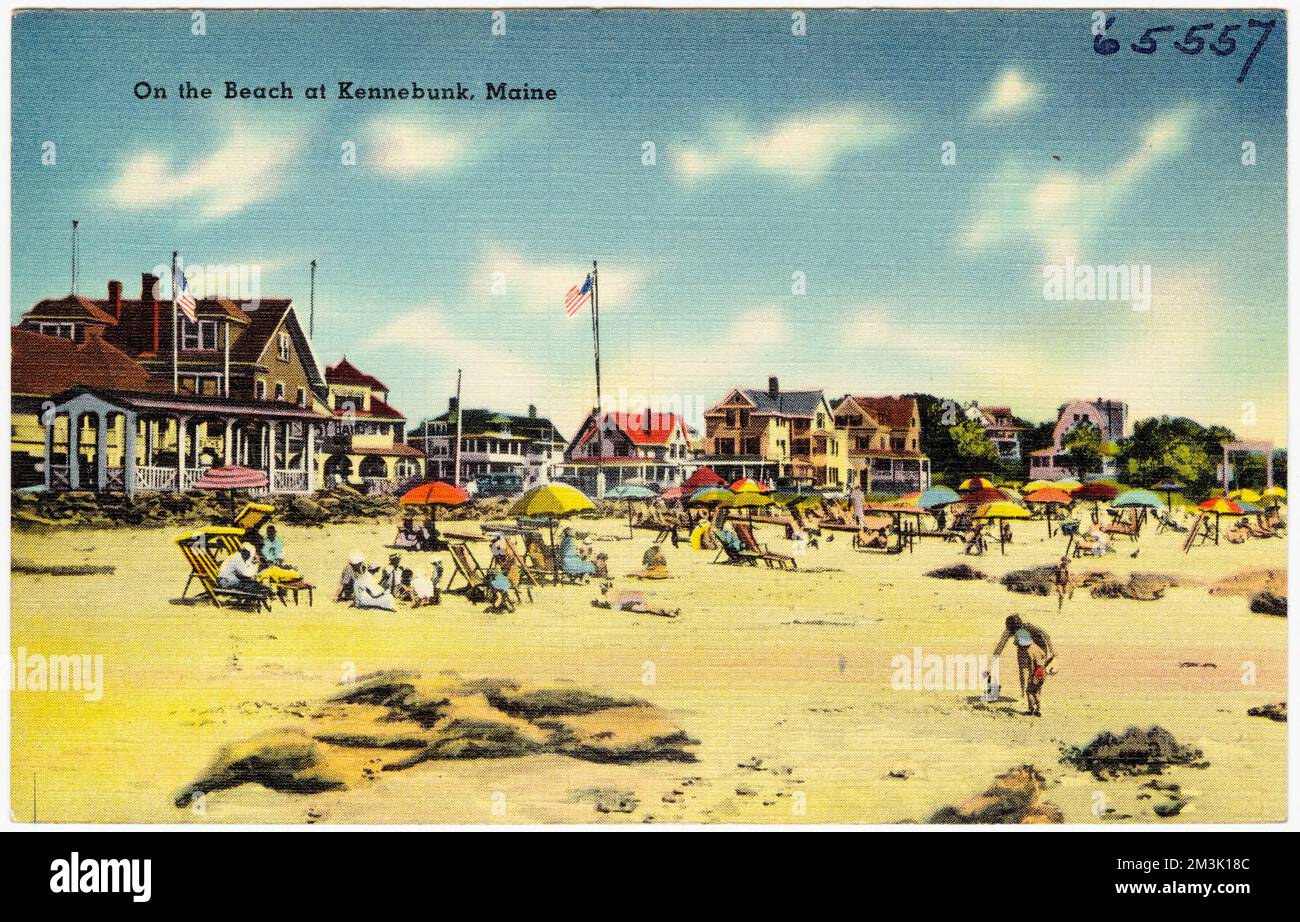 On the beach at Kennebunk, Maine , Beaches, Tichnor Brothers Collection