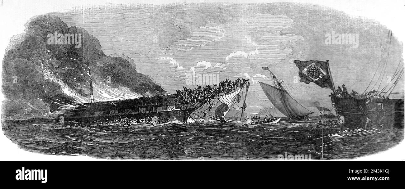 The 'Ocean Monarch' Disaster, Irish Sea, 1848. Stock Photo