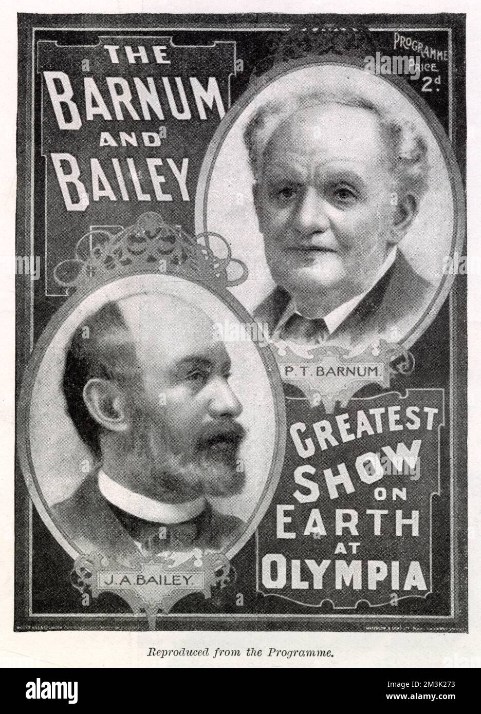 Front cover of the Barnum and Bailey Show programme for the 1897 performances at Olympia, London. Stock Photo