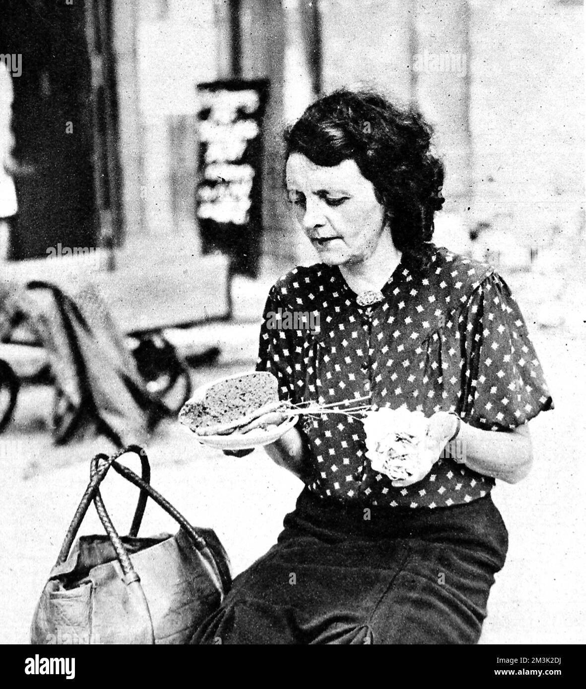 Daily Ration Model German woman and her daily ration, Berlin, 1945 Stock Photo - Alamy