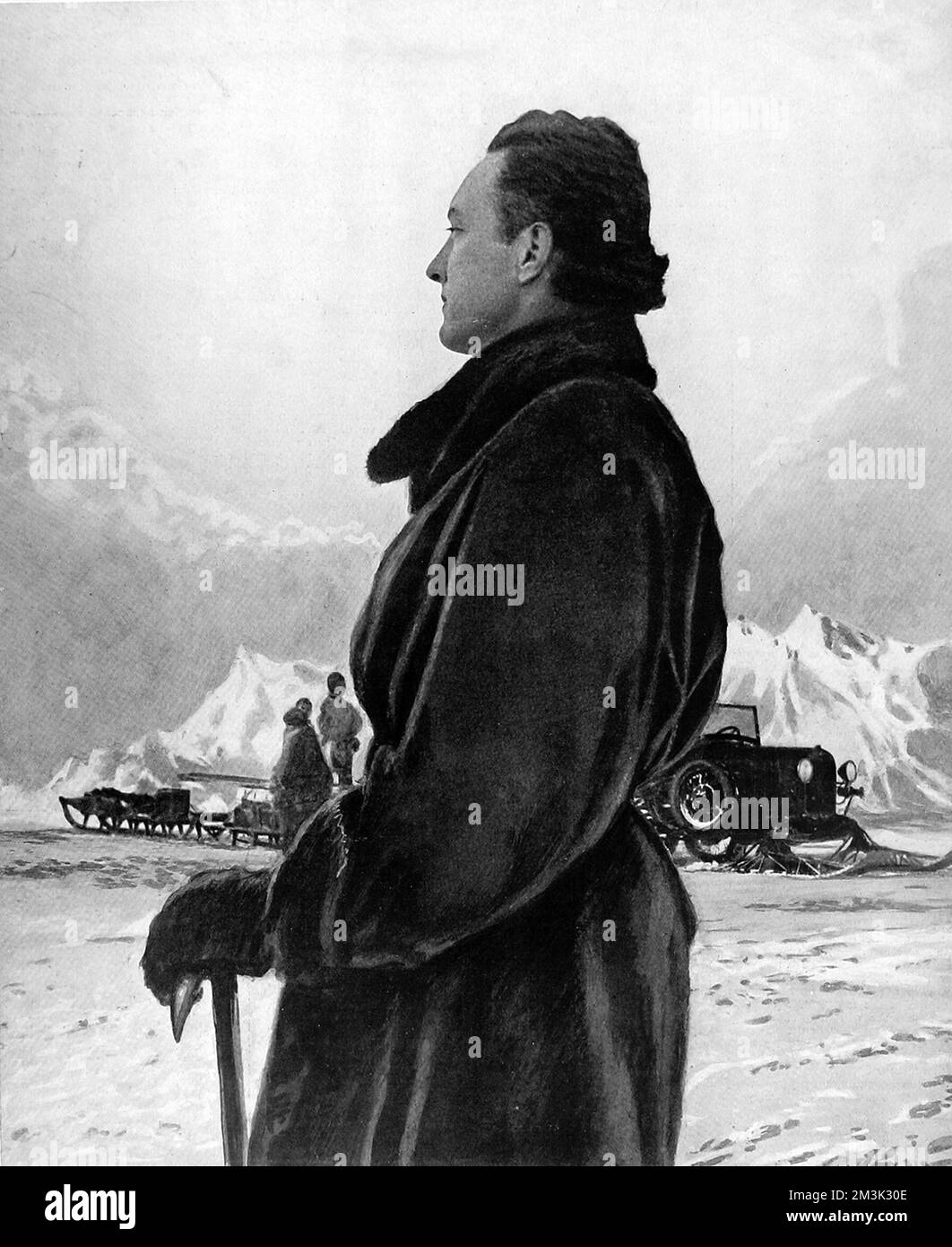 Rear-Admiral Richard Byrd (1888 - 1957), American explorer, pictured in Antarctica.   Admiral Byrd made a number of expeditions to the Polar regions and was the first person to fly over both the North and South Poles. Stock Photo