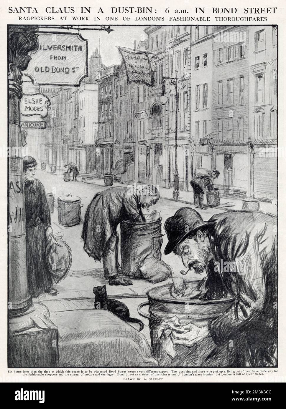 Ragpickers checking Dustbins in Bond Street, London 1910 Stock Photo