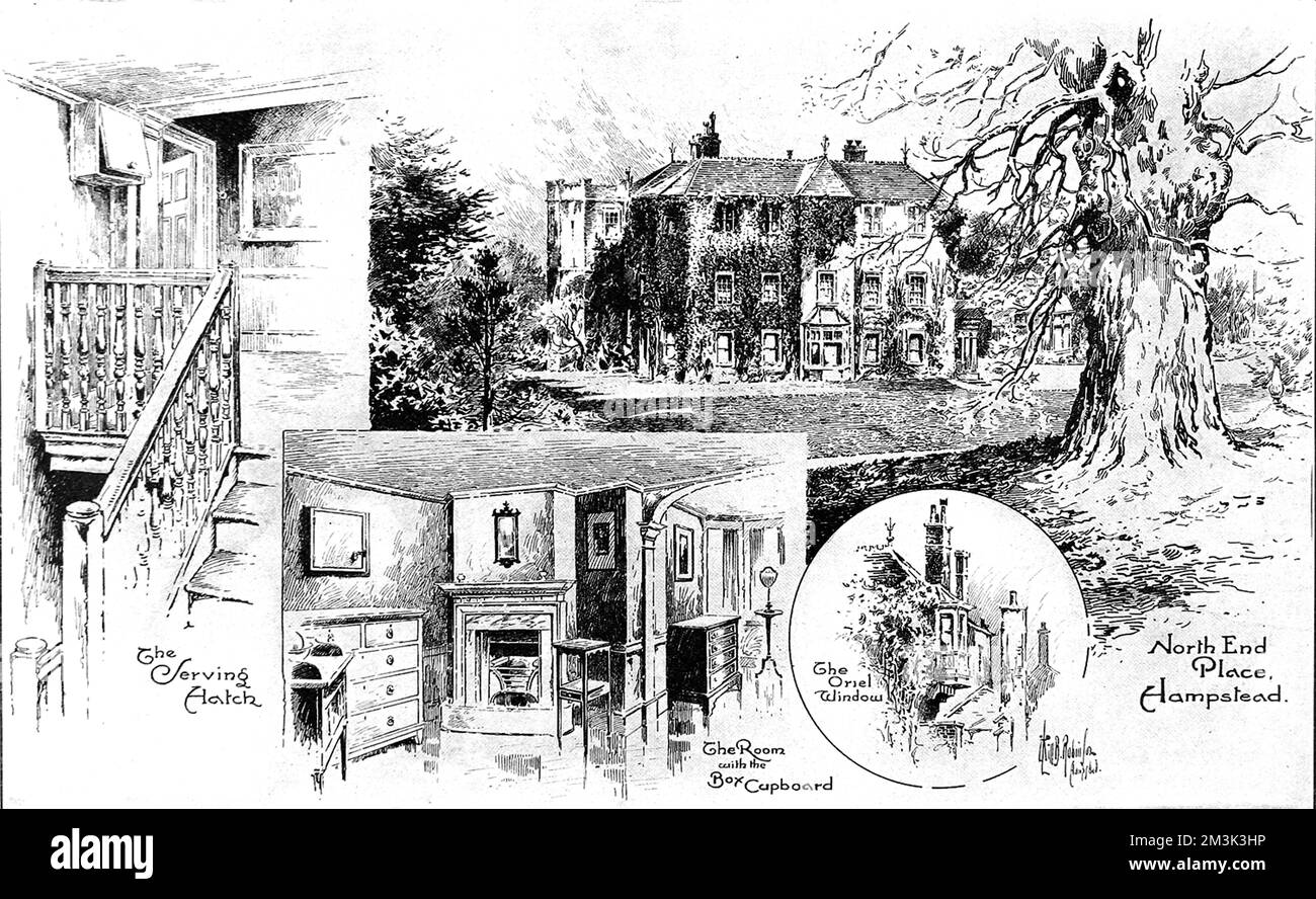 A number of views of North-End Place, Hampstead Heath, the former home of William Pitt, 1st Earl of Chatham.  1908 Stock Photo